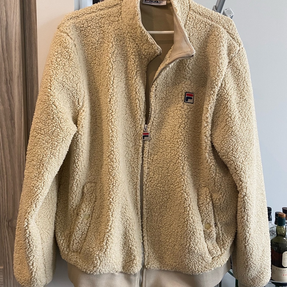 💛NWOT💛 Mens Fila Vintage Sherpa Beige Zip Up